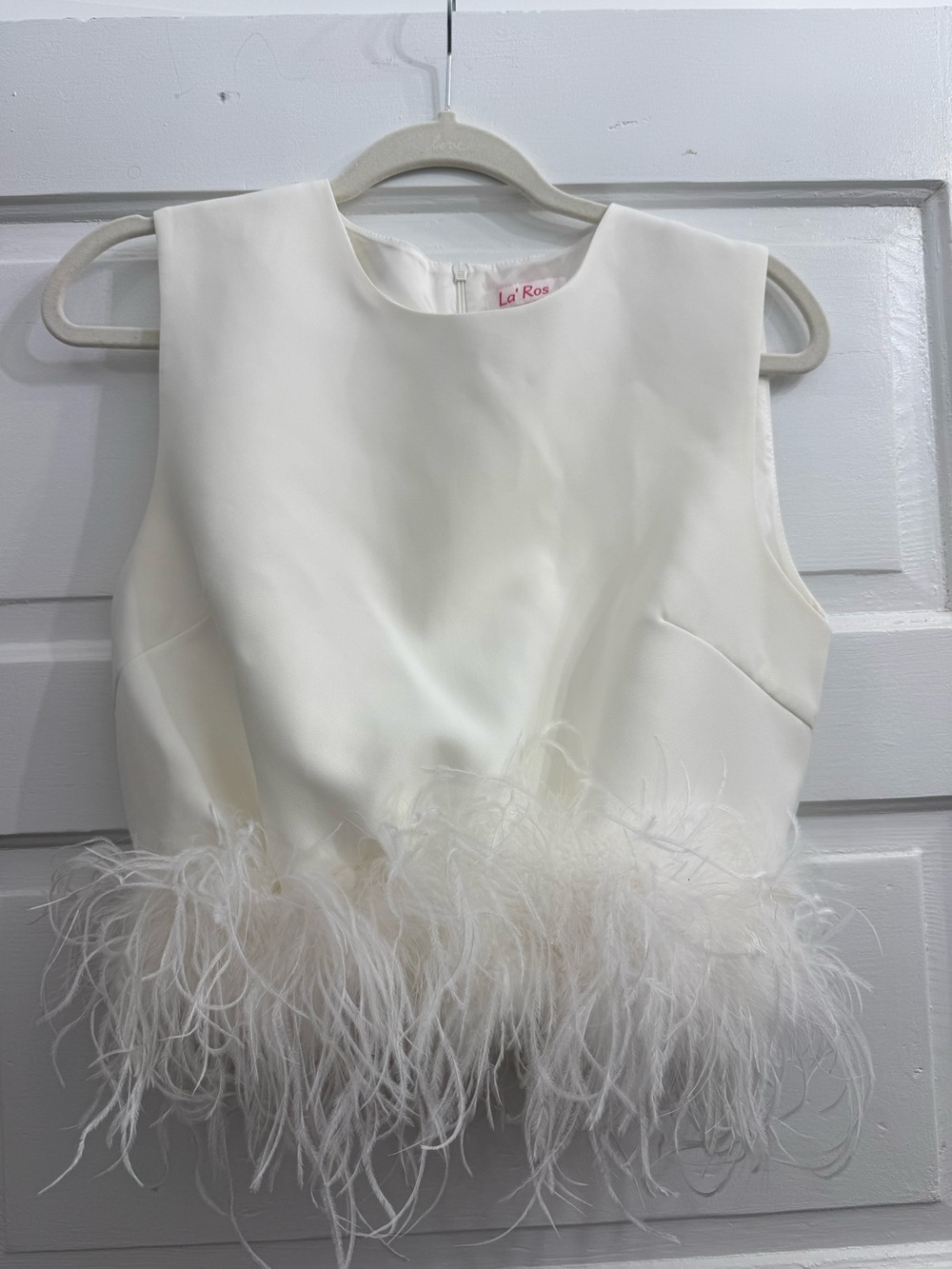 White Feather Trim Top